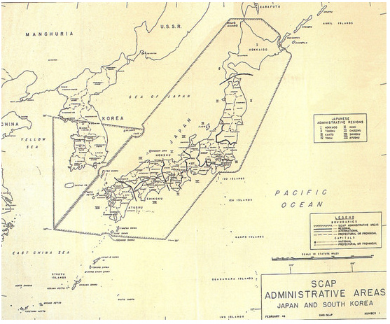 연합국최고사령부 행정지역 : 일본과 남한