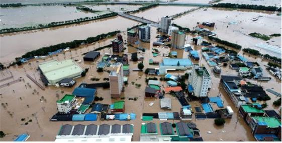 8월 8일 오후 폭우로 인해 수중도시가 되어버린 전남 구례읍 모습